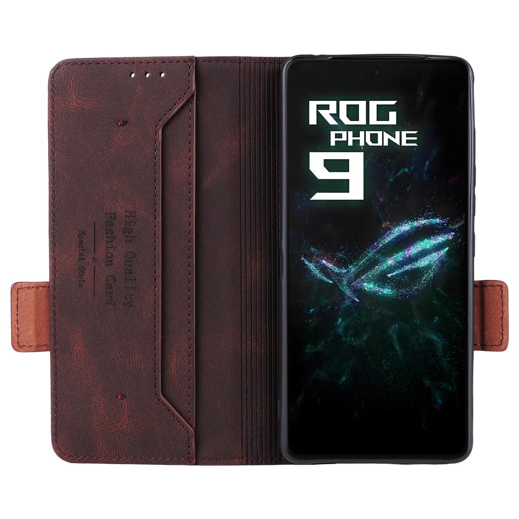 For Asus ROG Phone 9 5G Case Leather Wallet Flip Phone Cover with Hardware Decor