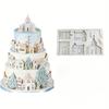 Silikon Kuchen Dekorierformen Set - Weihnachts-Kuchenspitzendekorationswerkzeuge für Schneemann-, Schloss-, Villa-Formen - Flexible Backformen für Dessert