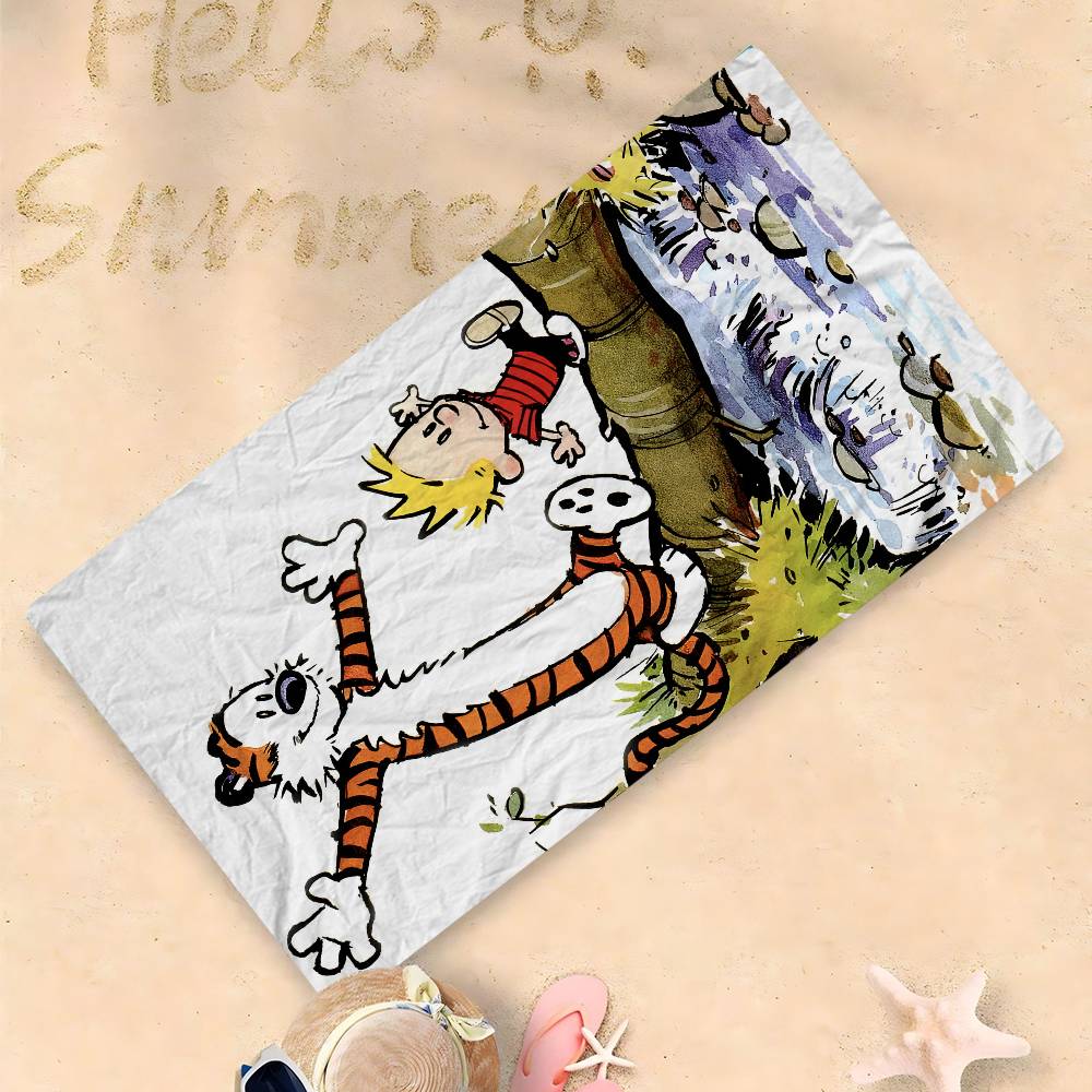 C-Calvin And Hobbes Microfiber Beach Towel Absorbent Quick dry Soft Yoga Swimming Resort Mountain Climbing Towel
