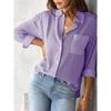 Cardigan a Righe Stampato, Camicia Moda Casual, Camicia da Donna a Righe Morbida, Camicia da Lavoro, Camicia Casual a Maniche Lunghe