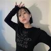 Korean Designer Letter Print Slim Fit Stretchy Base Layer Women's Top - New Spring Arrival.