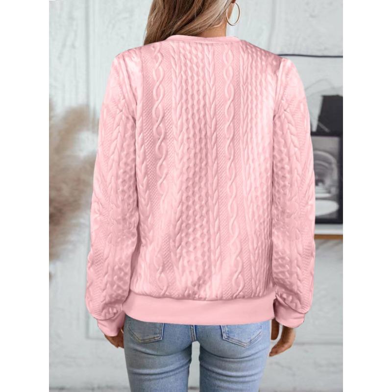 Women Solid Color Long Sleeve Zipper Loose Knit Jacket Outerwear