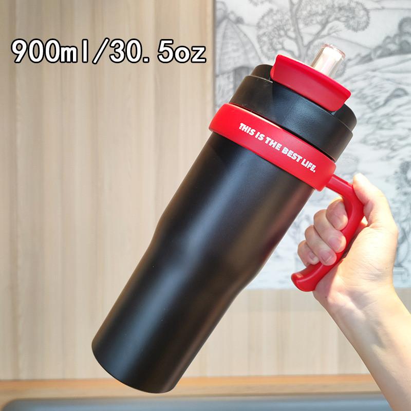Outdoor Sports Insulated Travel Mug With Handle And Straw For Commuting And Camping