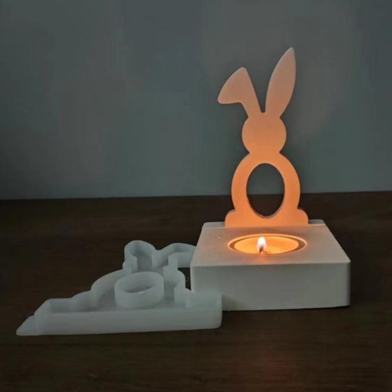 Rabbit Candle Holder Molds with Base for Making Easter Decorations Candle Holder Tealight Holder Table Ornament