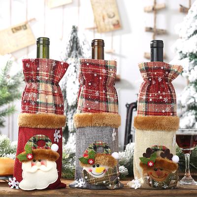 1PC Snowman Year Xmas Gift Christmas Decoration Wine Bottle Cover Bags Elk Home Decor Santa Claus ARI
