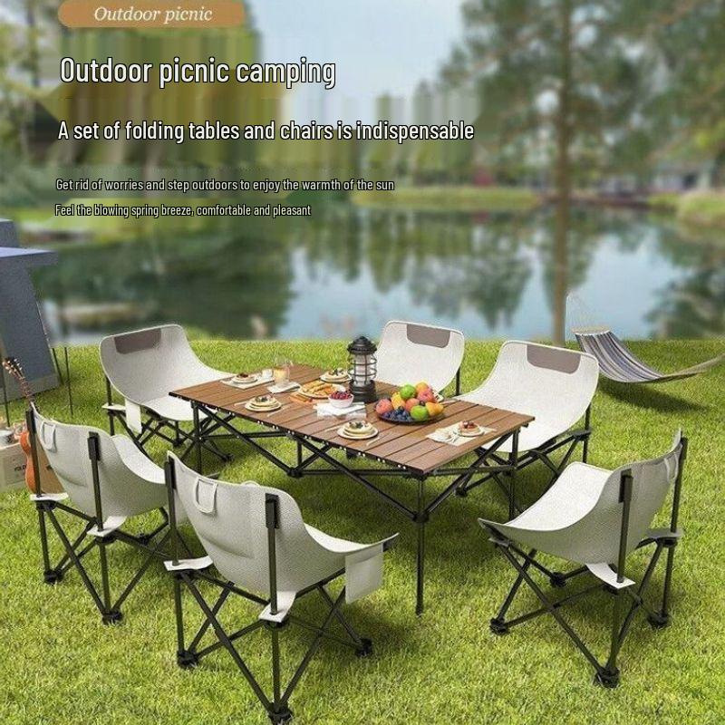 Portable Outdoor Folding Chair & Table Set with Backrest for Camping & Home Use