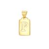 European & American Gold Brick Square Pendant Necklace: 26 Alphabet Letters, Clavicle Chain, Luxurious & Unique Design.