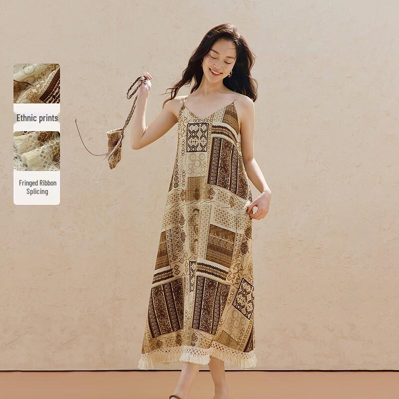 

Женское богемное этническое платье на бретельках с принтом INMAN M