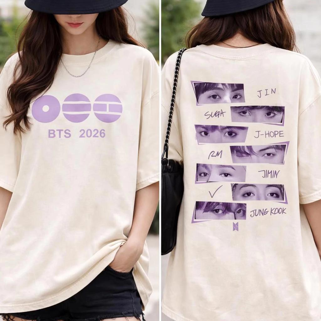 Bts Eyes CloseUp Graphic Unisex 100Cotton Tshirt Kpop Boy Band Arirang 2026 World Tour Tee Fan Merch Unisexs Fashion Shirt