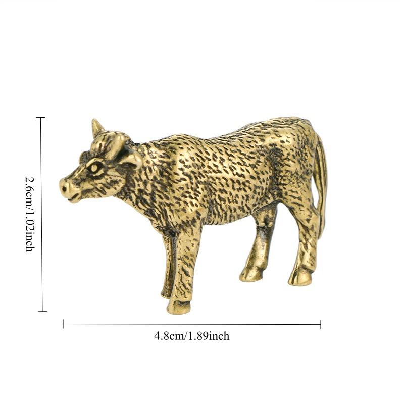 Retro Brass Milk Cow Figurines Miniatures Statue Desktop Ornaments Zodiac Animal Cow Lucky Home Decorations Crafts Accessories