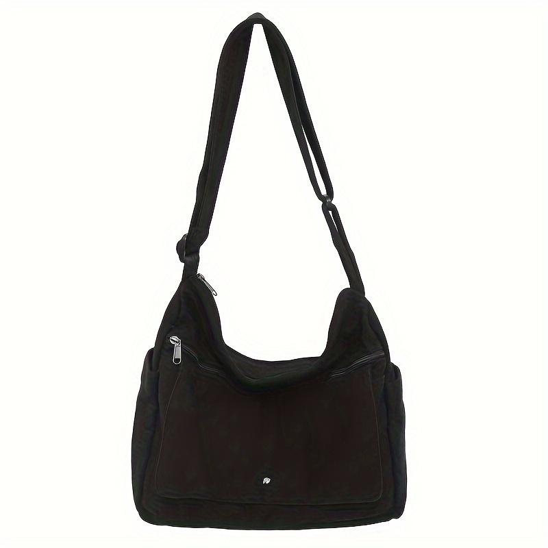 4-Color Large Capacity Canvas Crossbody Hobo Bag - Durable, Adjustable, Trendy Sling