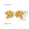 18K Gold Stainless Steel Irregular Pleated Flower Twist Stud Earrings - French Retro Style for Daily Wear