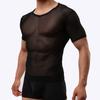 Men Sexy Tight Muscle T-Shirts Transparent Mesh Tops Male Short Sleeve Tee Shirts Gym See Through Undershirts Slim Fit Shirts