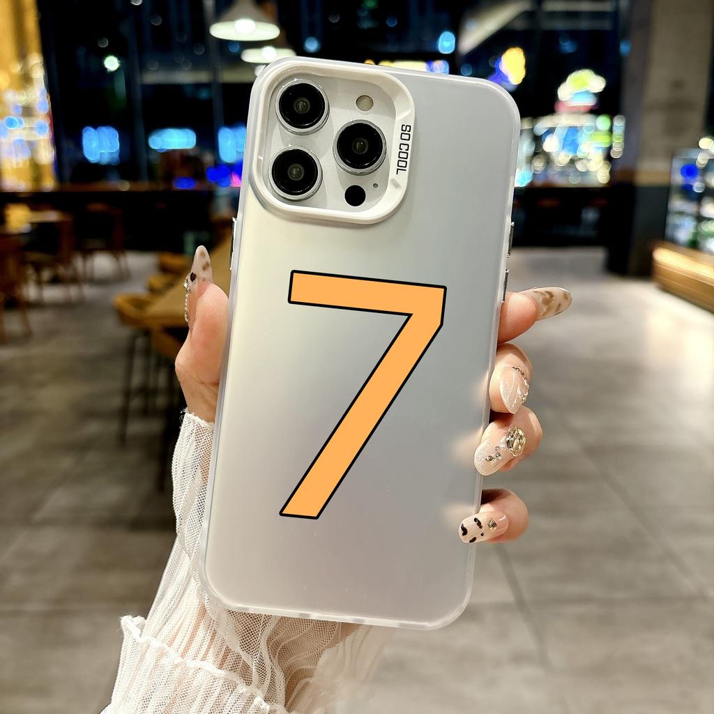 Color Phone Case For iPhone 17 16E 16 11 15 14 Pro MAX 12 13 MINI 7 8 Plus XR SE Silver IMD Cover Fashion Number 7-10 Football