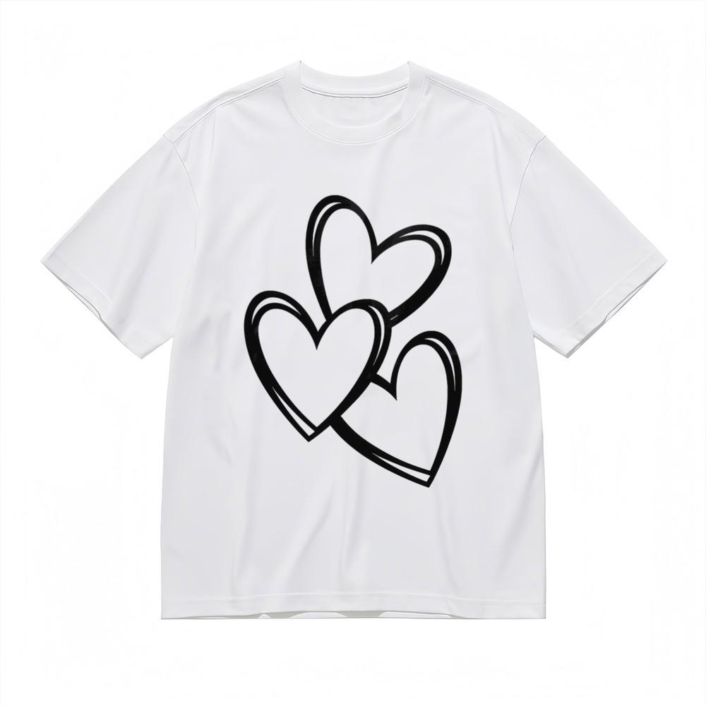 

Women s Comfy Breathable Classic T-Shirt Minimalist Heart Design Printed Tee S
