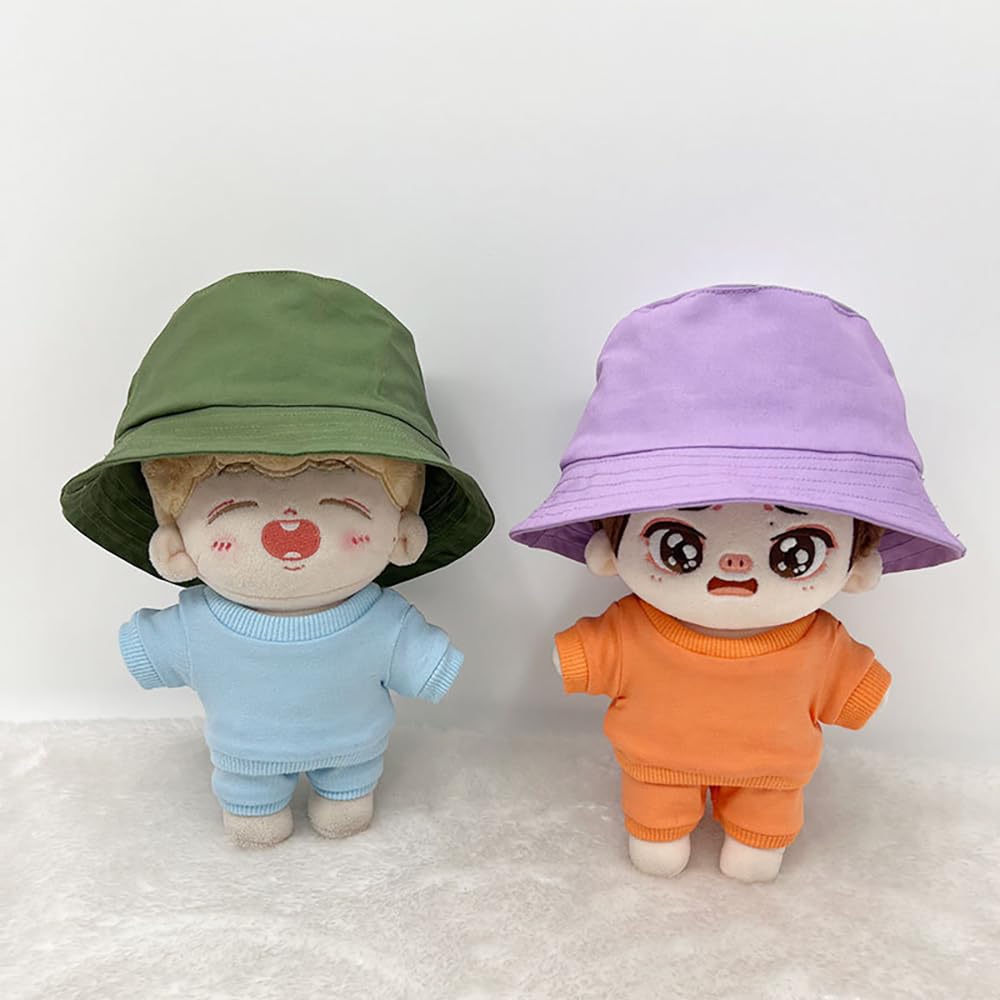 Niannyyhouse 10cm, 15cm, 20cm Plush Clothes, Plain Hat, Fisherman's Hat, Dress-Up Cotton Doll, Accessories (A2, 15cm)