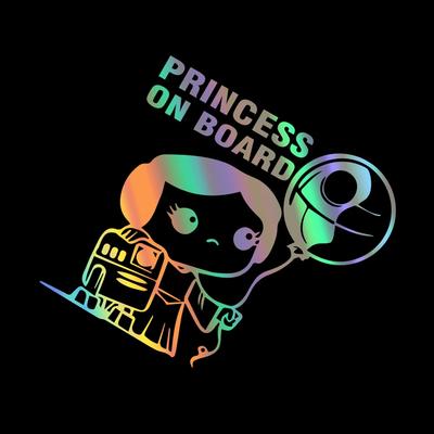 14.5x15cm Princess On Board Reflective Car Stickers Baby On Board Auto Vinyl Film Decals For Car Body Windows Car Accessories