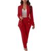 Women's 2 Piece Outfits Lapel Long Sleeve Button Blazer & High Waist Pants Suit Set