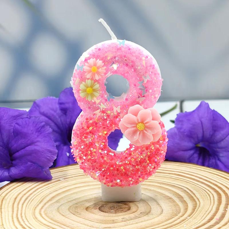 Flower Sea Digital Candle Creative Design Birthday Cake Party Decoration Handmade DIY Candle Independent Packaging