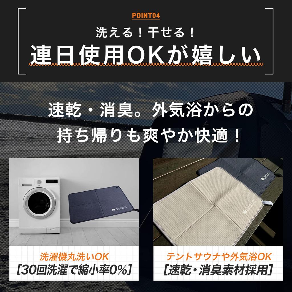 [co-que] Sauna Mat 39.2cm x 29.7cm Foldable 4mm Thick Cushioning Large Size Ventilation Holes Breathable Machine Washable Quick Drying Dark Gray