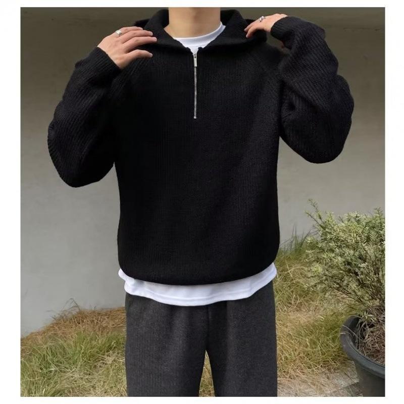 

Мужской зимний однотонный вязаный кардиган на молнии, уличный ветрозащитный теплый кардиган XS