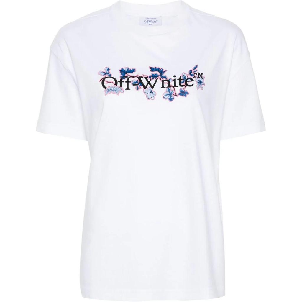 Off-White Logo Print Crew Neck Short Sleeve T-Shirt Women Tops White OWAA089F24JER0030184