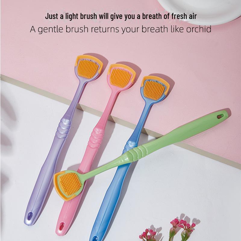 

Двусторонний скребок и щетка для чистки верблюжьего языка розовый