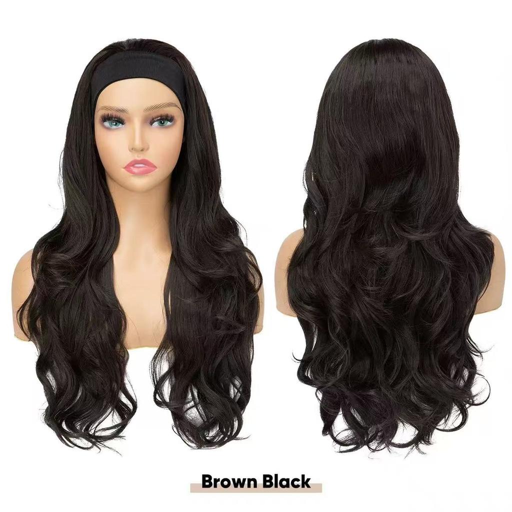 Body Wave Long Wave Curly Headband Synthetic Hair Wig 26 Inch Full Mechanism 180% Density American Black Women Synthetic Wigs