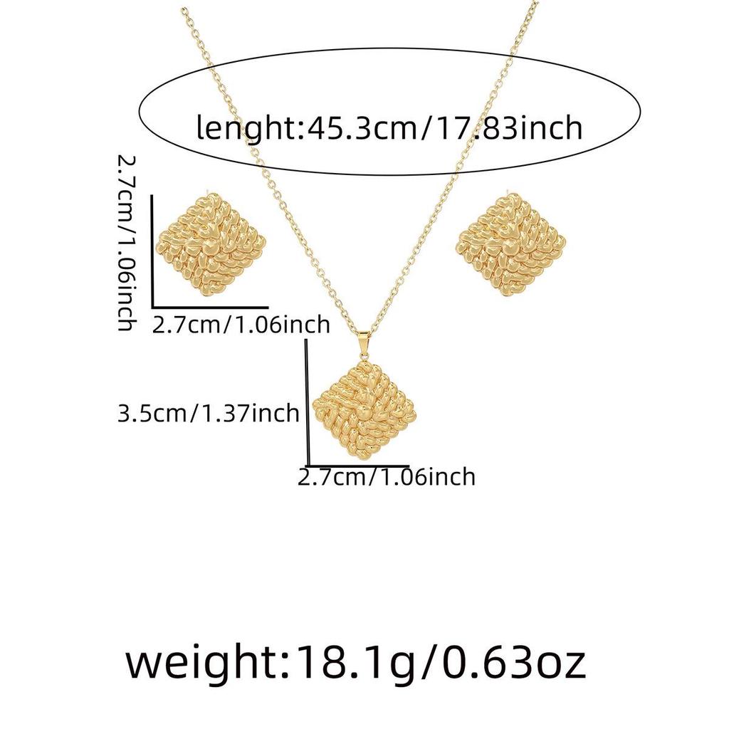 Peach Heart Spiral Tree Leaf Earrings & Necklace Set - Luxury High-End Metal Style Fashion for Women