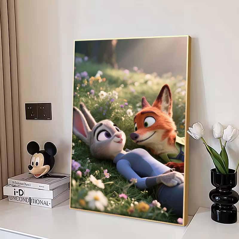 Disney 5D DIY Diamond Painting Zootopia Healing Fan Art Illustration Cartoon Full Diamond Mosaic Diamond Painting Art Wall Decoration Craft Set