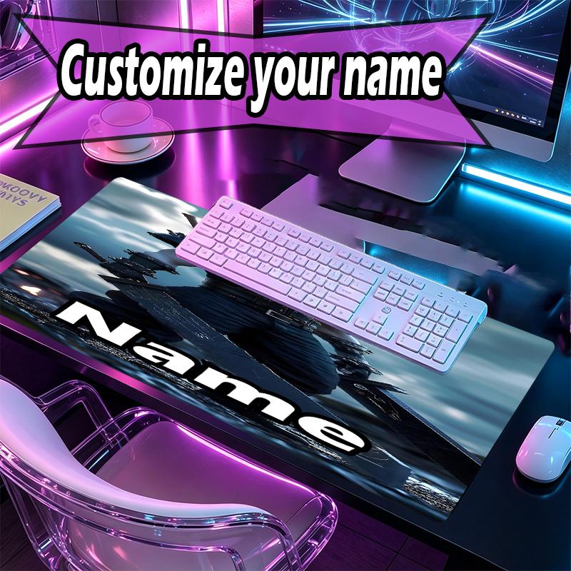 Custom Name Personalized Final Fantasy Pattern Mousepad, Laptop PC Desk Mat, Decorative Desk Mat for Home Keyboard Pad Gift
