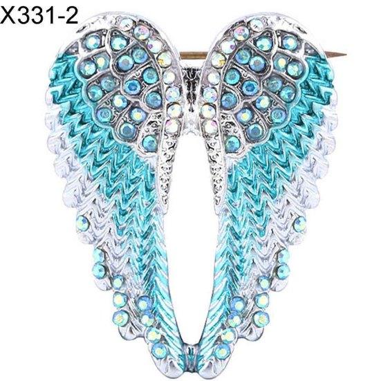 Women Rhinestone Inlaid Angel Wing Brooch Pin Cardigan Scarf Corsage Badge Decor