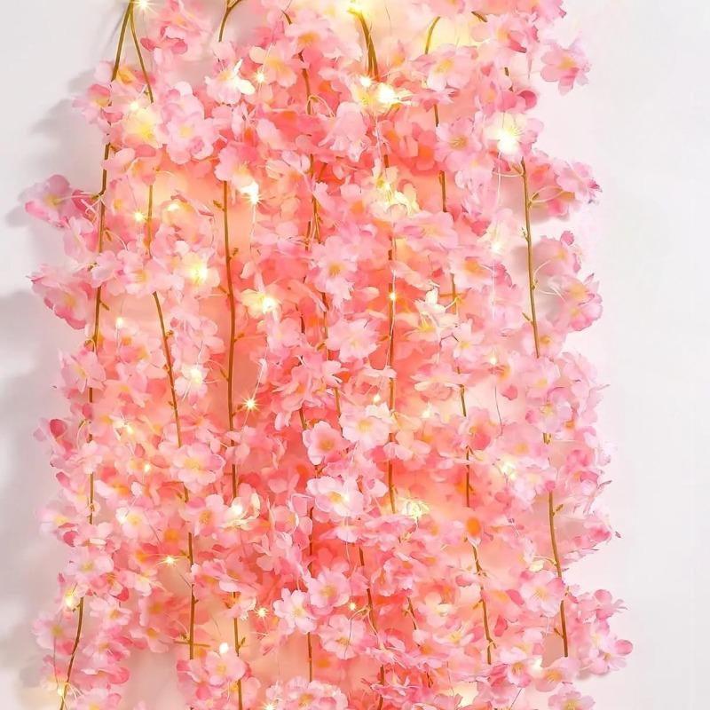 2M 20LED Flower Vine String Lights Cherry Blossom Garland Fairy Lights for Wedding Party Home Bedroom Decor