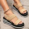 Women's Summer Wedge Sandals Elastic Ankle Strap & Open Toe Design Casual Beach Footwear for All-Day Wear, Ladies Sandals