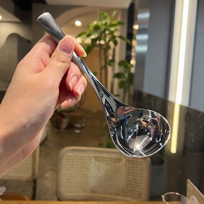Stainless Steel Spoon Thicken Big Head Long Handle Soup Spoons For  Pot Scoops Colander Home Kitchen Cooking Tableware