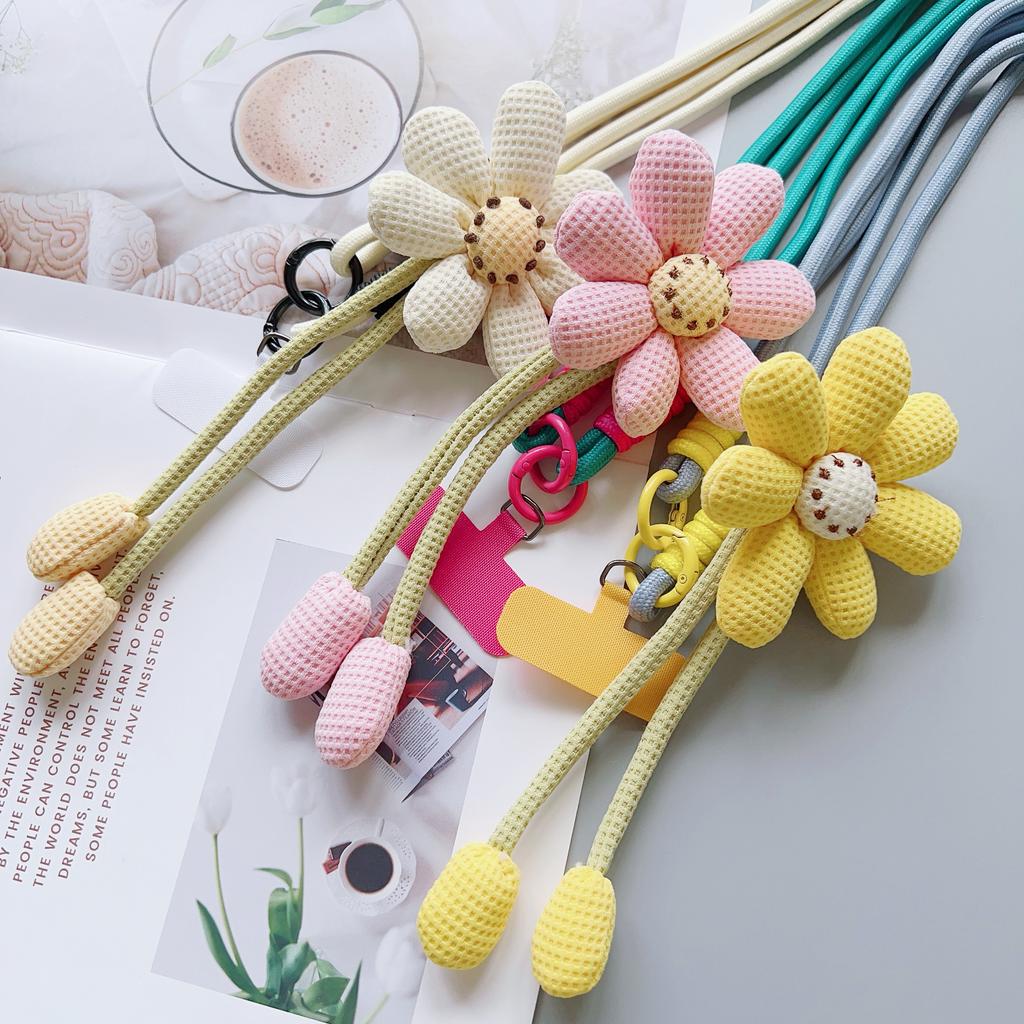 Reines Handgewebtes Universelles Handy-Lanyard, Langes Crossbody-Lanyard, Modischer Sonnenblumen-Anhänger, Verdicktes Lanyard
