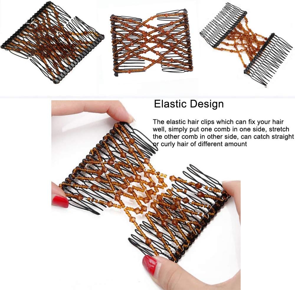 3pieces Elastic Hair Comb Practical And Beautiful Suitable For Daily Bun Hair Combs Hair Styling