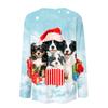 Women's Christmas Printed Long Sleeve Round Neck Top Casual Blouse