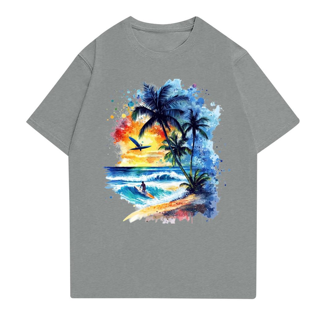 Women's Round Neck Casual Printed Short-sleeved T-shirt Top