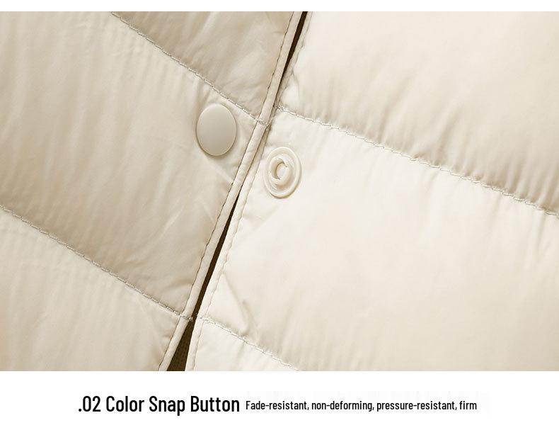 2026 Autumn/Winter Lightweight Collarless Down Jacket - 90% Down, Short Round Neck