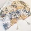 Elegant Silk Folding Fan High Quality Hand Fold Fan Hand Fan Craft Tassel Folding Fan  Living Room