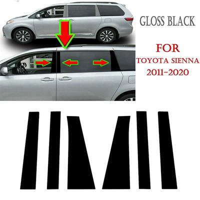 6Pcs Auto Säulen Beiträge Tür Fenster Trim Abdeckung Aufkleber Aufkleber Für Toyota Sienna 2010-2020 Zubehör