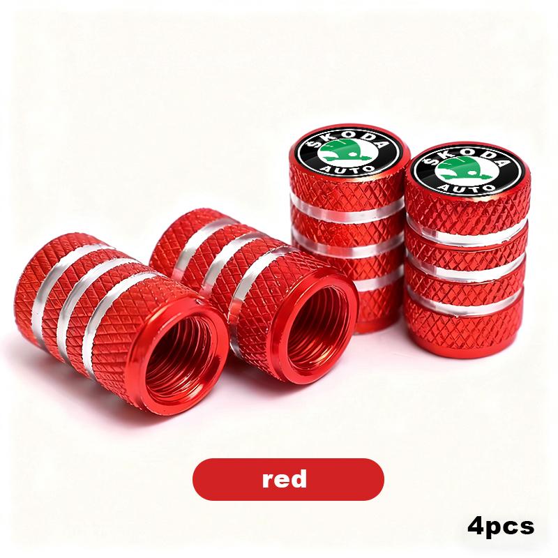 HRQB8 Car Tire Valve Stems Cap Aluminum Tyre Wheel Stem Air Valve Cover Airdust ForSkoda Fabia Octavia Kamiq Superb Rapid Citigo Scale