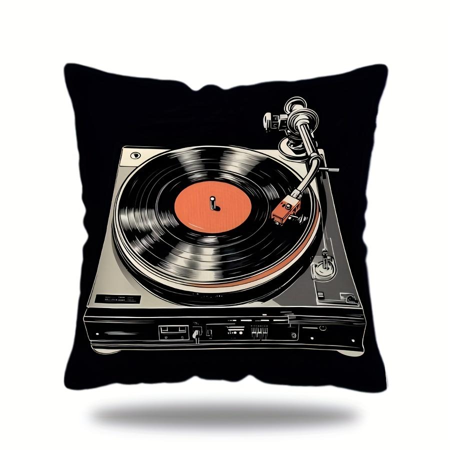 1Pc Retro Vinyl Record Themed Throw Pillow Cover Modern Design Zipper Pillowcase Square Cushion Case Home Decoration