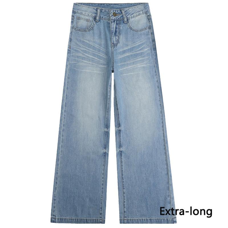 Light Blue Ice Cool Lyocell Cotton Breathable Thin Drape Wide Leg Casual Denim Pants Spring Summer Casual Pants Oversize Denim Trousers
