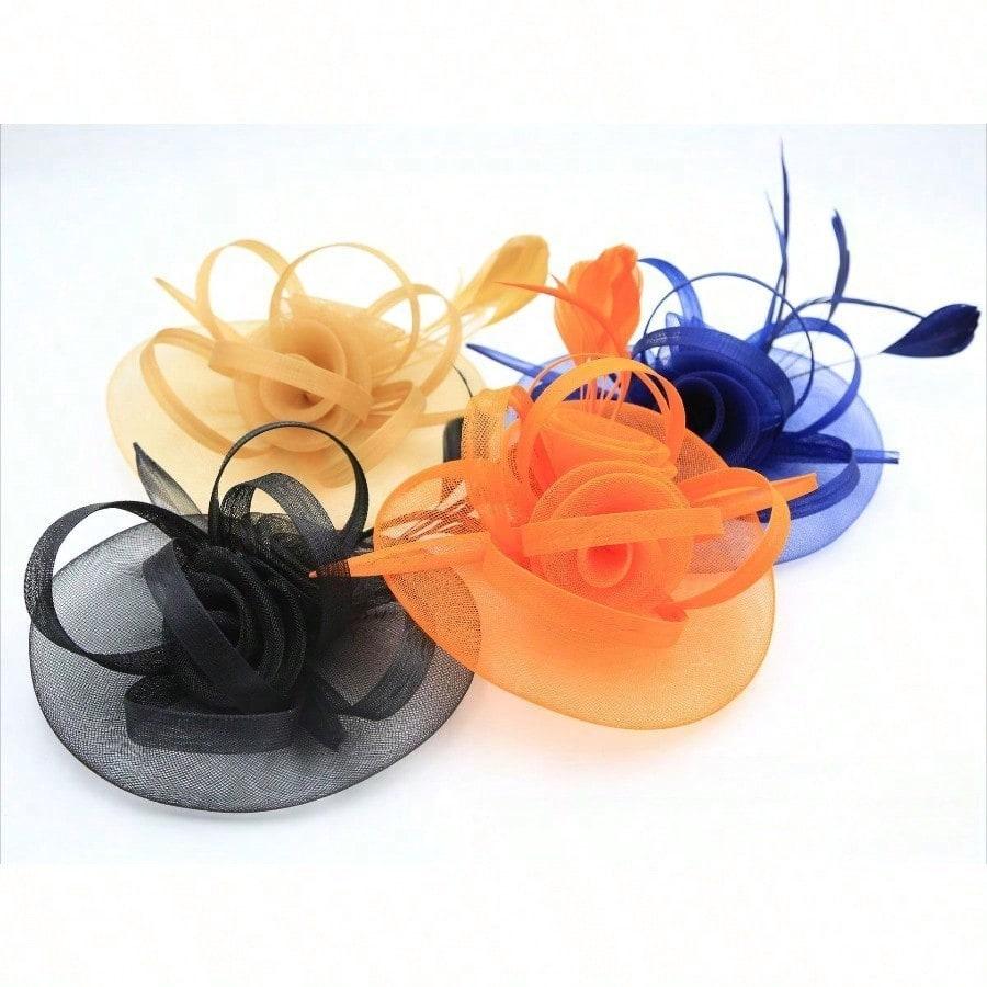European and American Jockey Club Headgear Top Hat Feather Top Hat Mesh Hat Bridal Head Flower Ball Party Hair Accessories