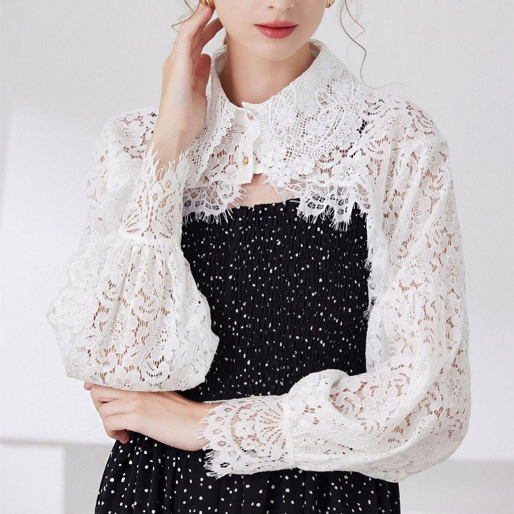 Cape Lace Fake Collar Cloak Flower Scarves Elegant Lace Shawl  Clothes Decoration