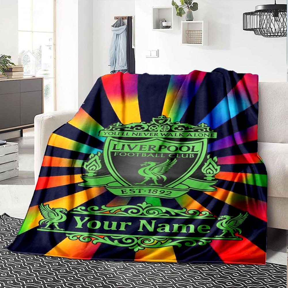 Liverpool Personalized Name Blanket Lightweight Customizable Blanket Durable Comfort Versatile for Picnics Sofa Couch Bedding Four Seasons Multipurpos