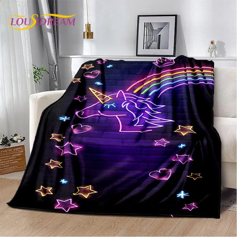 Cartoon Cute Unicorn Soft Plush Blanket,Children's Flannel Blanket Throw Blanket for Living Room Bedroom Bed Sofa Picnic Cover