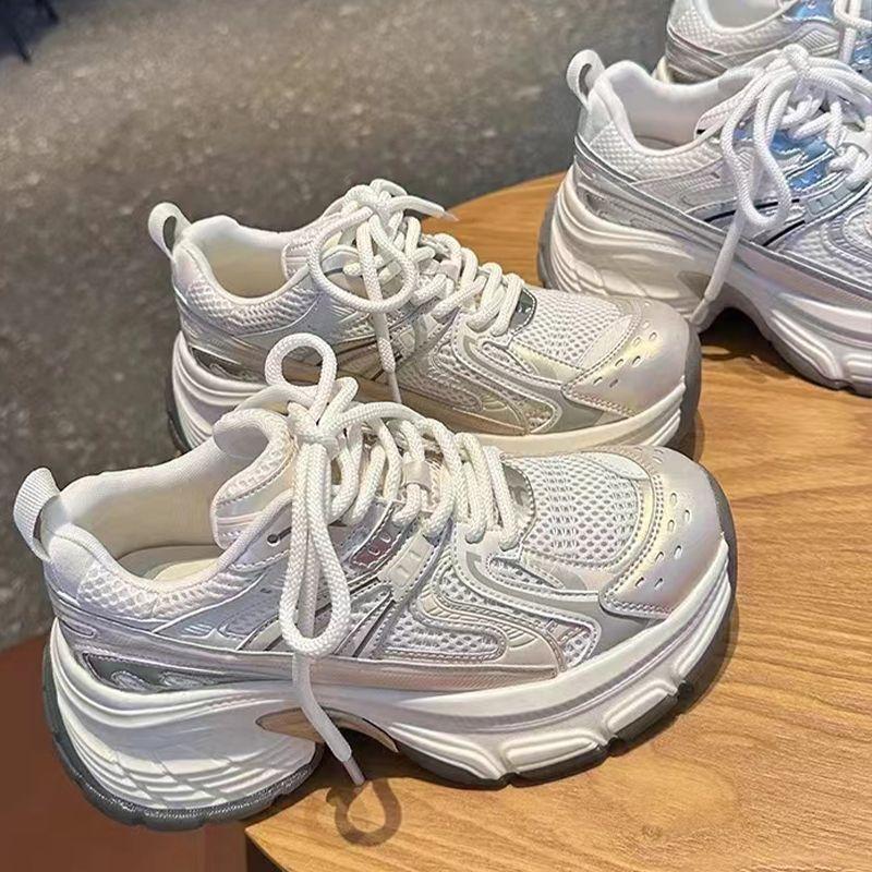 Daddy Shoes Women's 2025 New Popular Thick-soled Heightened Summer Breathable Mesh Women's Shoes Casual Sports Shoes Women